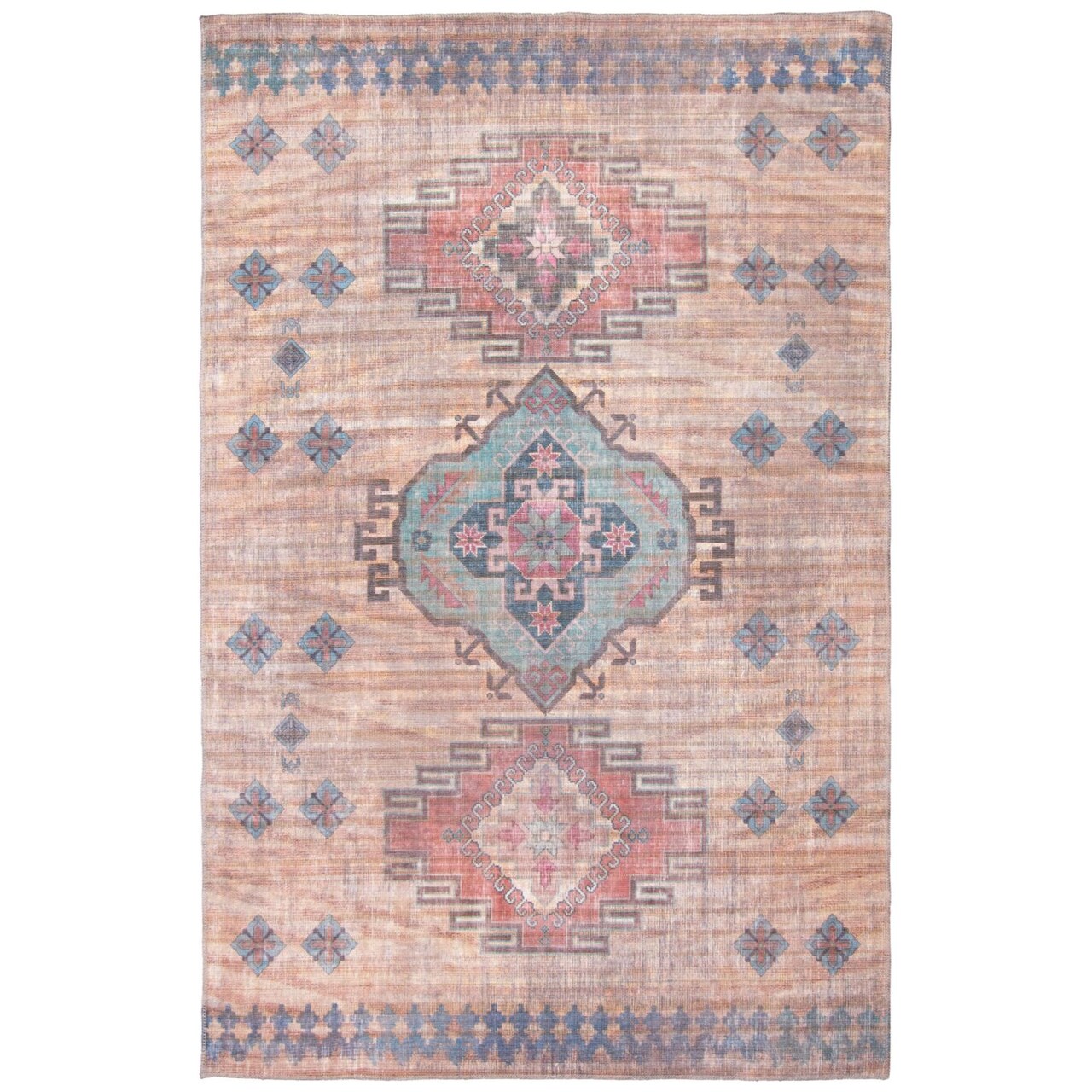 Chaudhary Living 7.5' x 10' Vintage Medallion Area Throw Rug - Orange and Blue